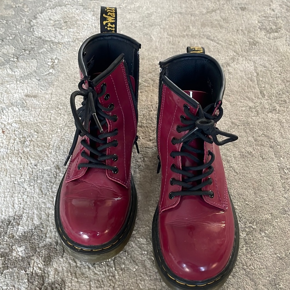 Doc Martins maroon patent leather